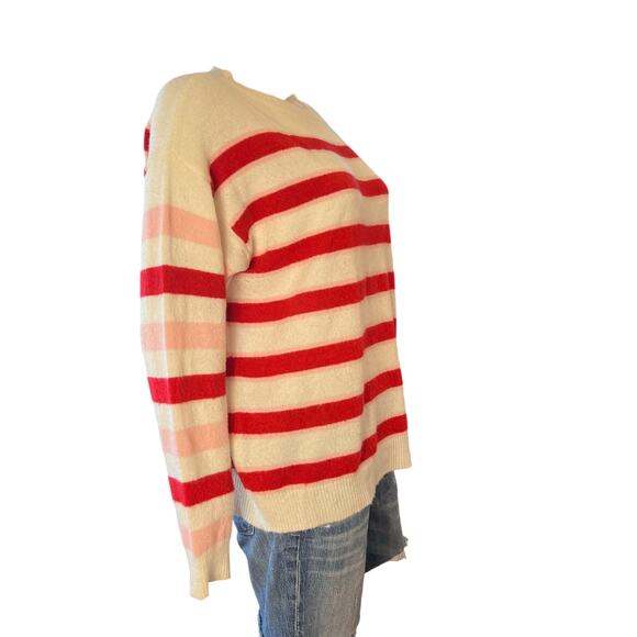 FRNCH La Maille Super Soft Red Pink Striped Pullover Sweater Size M/L - Picture 3 of 6